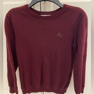 Burberry Kids sweater. Unisex Sz8Y Burgundy w/ Burberry check patches on elbow.